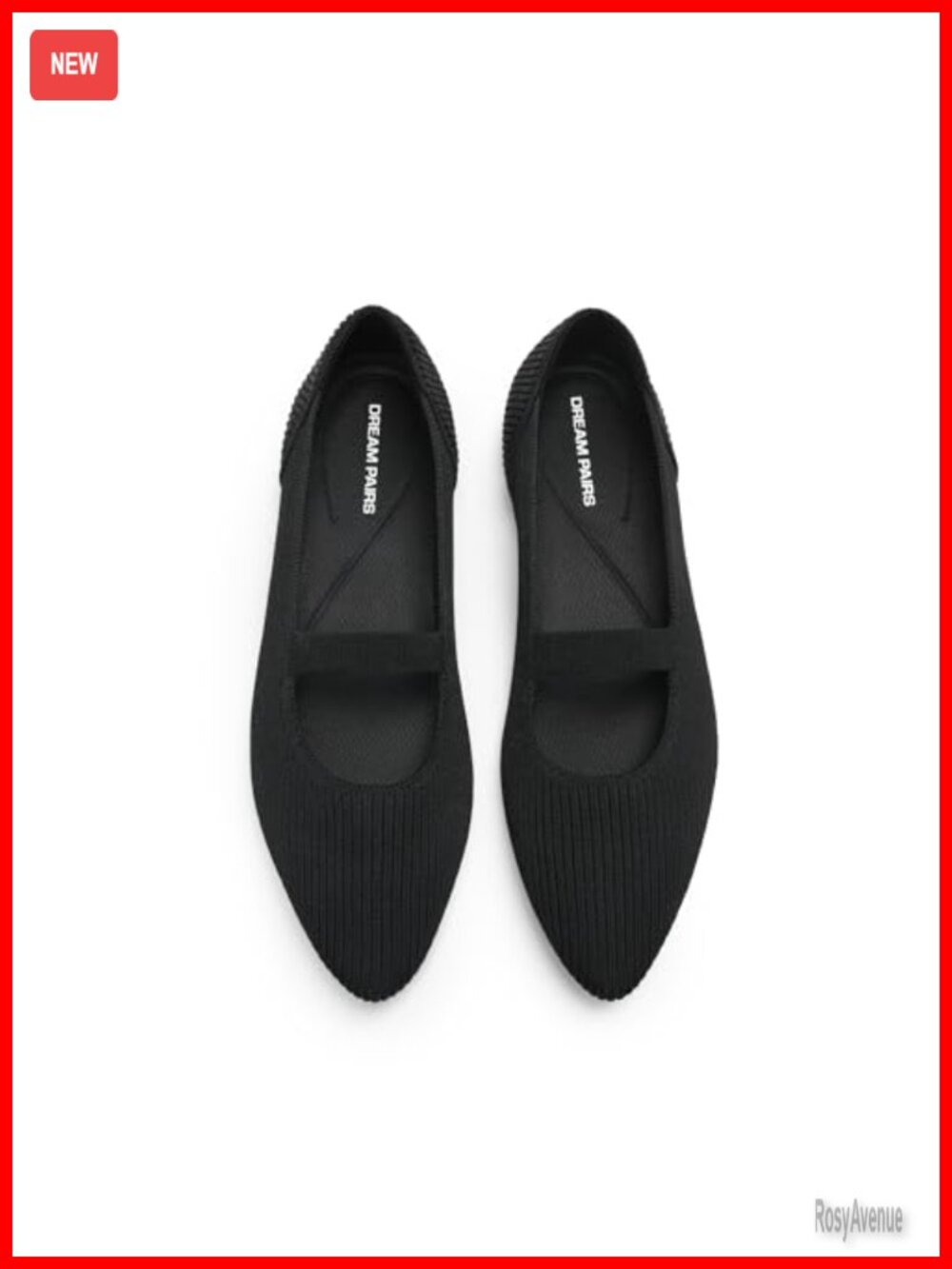 Pointed Toe Mary Jane Flats Knit Slip-On Dressy Women's Shoe